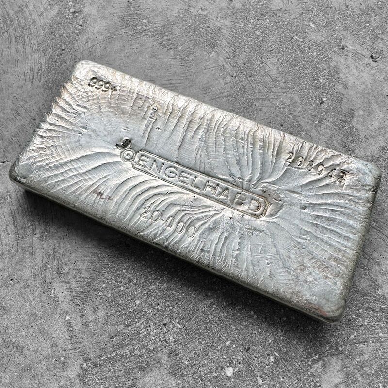 Vintage 20 oz .999 Silver Engelhard Poured bar - Incredible pour lines