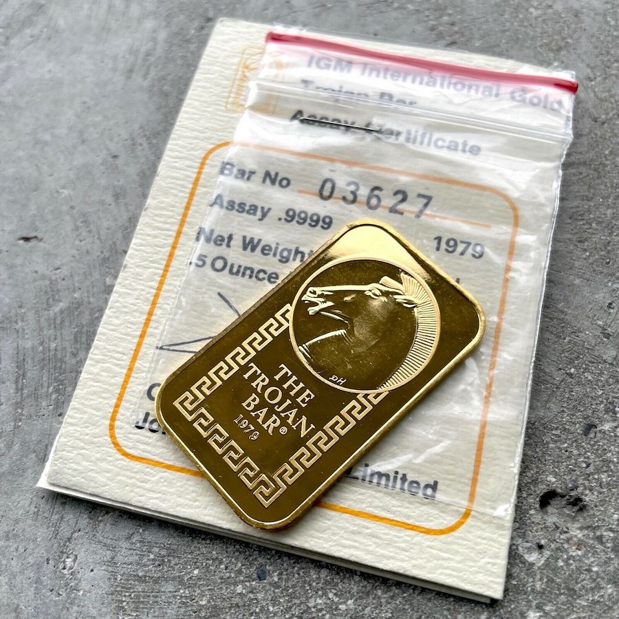 1979 Johnson Matthey 1/2 oz Gold Bar .9999 .5 oz - The Trojan Horse Bar