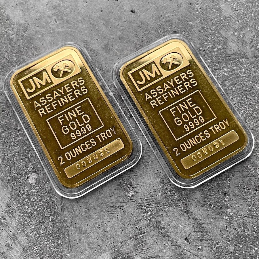 Vintage Johnson Matthey Canada 2 oz Gold stuck Bar .9999 2oz Consecutive Serial