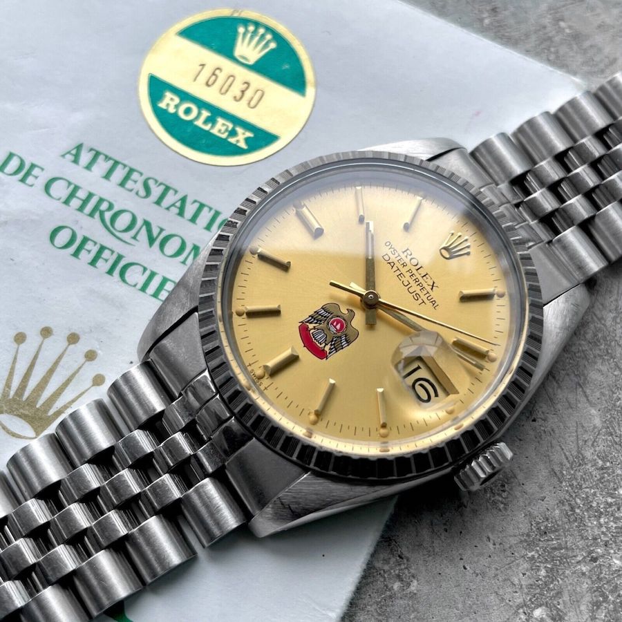 1979 Rolex 16030 Stainless Steel Datejust - Box Papers - UAE Emerati Eagle logo