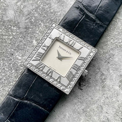 Ladies Tiffany Atlas 18K white Gold watch L3760 - Factory Diamond bezel