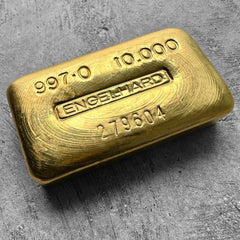 Engelhard 10 oz Gold Poured Bar .9970 10oz - Early Version - stunning pour lines