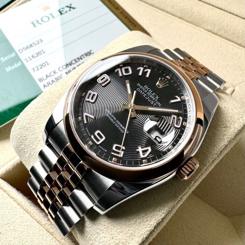 36mm Rolex Datejust 116201 Two Tone Rose Gold Jubilee Band - Box / Papers