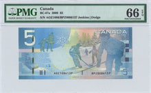 Load image into Gallery viewer, $5 Bank of Canada Note Mismatched Serial and Prefix Error - PMG Gem UNC 66 EPQ
