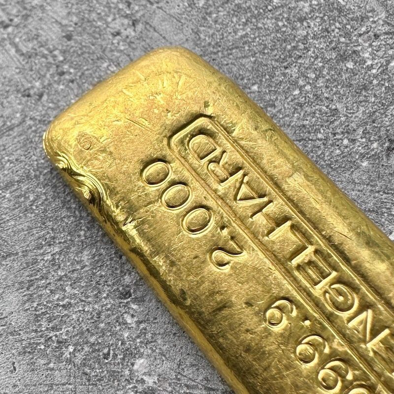 Engelhard 2 oz Gold Poured Bar .9999 2oz - No Serial with nice Pour Lines