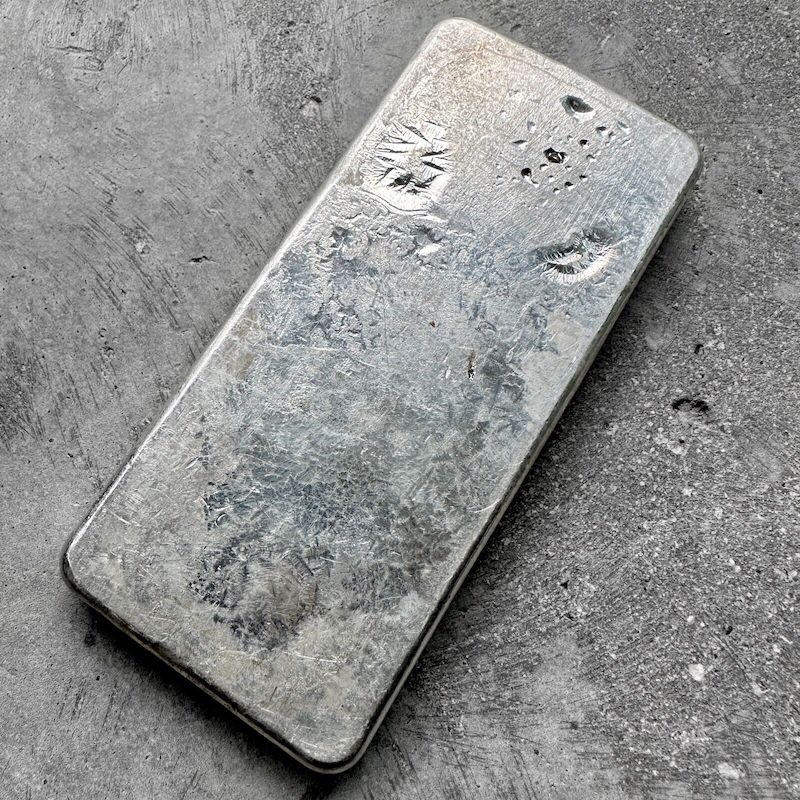 Vintage 20 oz .999 Silver Johnson Matthey Poured bar - F Serial