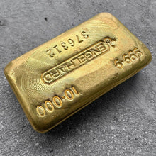 Load image into Gallery viewer, Engelhard 10 oz Gold Poured Bar .9999 10oz - Incredible pour lines
