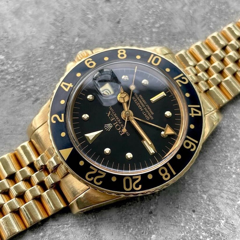 1980 Rolex 1675 Yellow Gold GMT Master Vintage Nipple Dial
