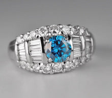 Load image into Gallery viewer, Vintage Platinum 1.93ctw Blue Diamond Cluster ring - $12300 Appraisal
