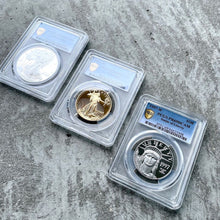 Load image into Gallery viewer, 1997 American Eagle Platinum Gold Silver 3 coin Liberty set PCGS PF 69 DCAM
