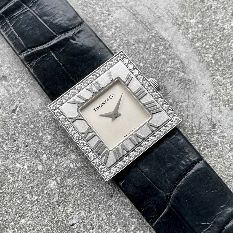 Ladies Tiffany Atlas 18K white Gold watch L3760 - Factory Diamond bezel