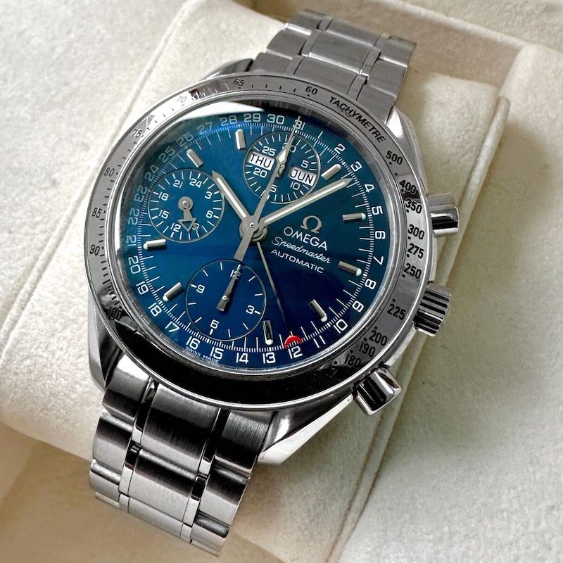 Mens Omega Speedmaster Reduced 3523.80 Blue Dial Stainless Steel - Triple Date