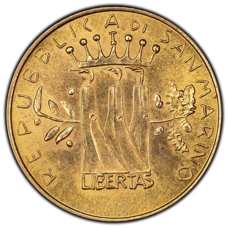 1982 San Marino 2 Scudi Gold Coin - Defence of Freedom