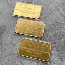 Load image into Gallery viewer, 3 x Johnson Matthey Mallory 1 oz Gold Bar - Serial Number 000001 + 00002 + 00003
