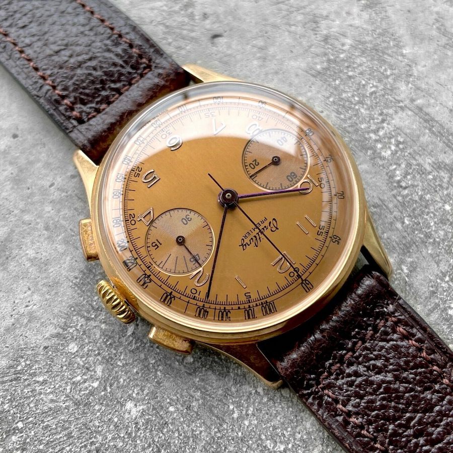 1940s Breitling Premier Reference 760 18K Rose Gold Chronograph - Stunning!