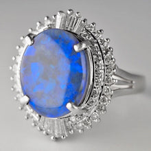 Load image into Gallery viewer, Vintage Platinum Natural 4.3ct Black Opal Diamond cocktail ring $7700 Appraisal
