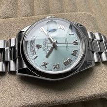 Load image into Gallery viewer, 36mm Rolex Platinum President 118206 Glacier Blue Dial – Serviced - Box + Papers
