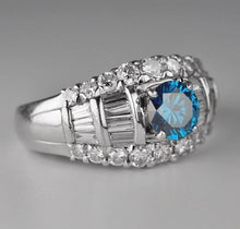 Load image into Gallery viewer, Vintage Platinum 1.93ctw Blue Diamond Cluster ring - $12300 Appraisal
