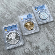 Load image into Gallery viewer, 1997 American Eagle Platinum Gold Silver 3 coin Liberty set PCGS PF 69 DCAM
