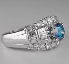 Load image into Gallery viewer, Vintage Platinum 1.93ctw Blue Diamond Cluster ring - $12300 Appraisal
