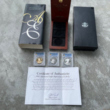 Load image into Gallery viewer, 1997 American Eagle Platinum Gold Silver 3 coin Liberty set PCGS PF 69 DCAM
