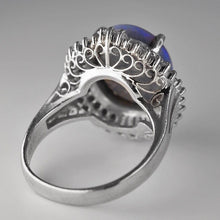 Load image into Gallery viewer, Vintage Platinum Natural 4.3ct Black Opal Diamond cocktail ring $7700 Appraisal
