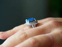 Load image into Gallery viewer, Vintage Platinum Natural 4.3ct Black Opal Diamond cocktail ring $7700 Appraisal
