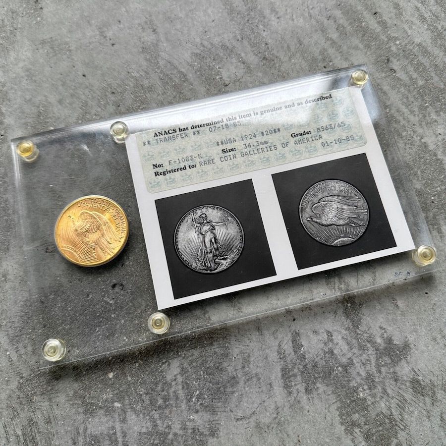 1924 Gold $20 Dollar Saint Gaudens Double Eagle - Early ANACS 1985 slab MS 63 65