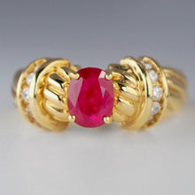 Load image into Gallery viewer, Solid 18k Yellow Gold 1.31 ct Ruby + Natural Diamond ring - $7025 Appraisal
