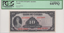 Load image into Gallery viewer, 1935 Canada English $10 Specimen BC-7S PCGS 64PPQ
