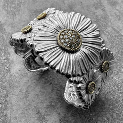 Buccellati Sterling Silver and Brown Diamond Blossoms Cuff Bracelet