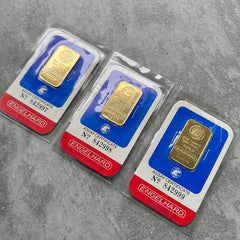 3 Consecutive Vintage Engelhard 1 oz Gold Bar .9999 1oz - Sealed in Assay Card
