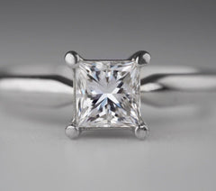 19k White Gold 0.57ct VVS1 F Natural Princess Diamond Engagement Ring $7925