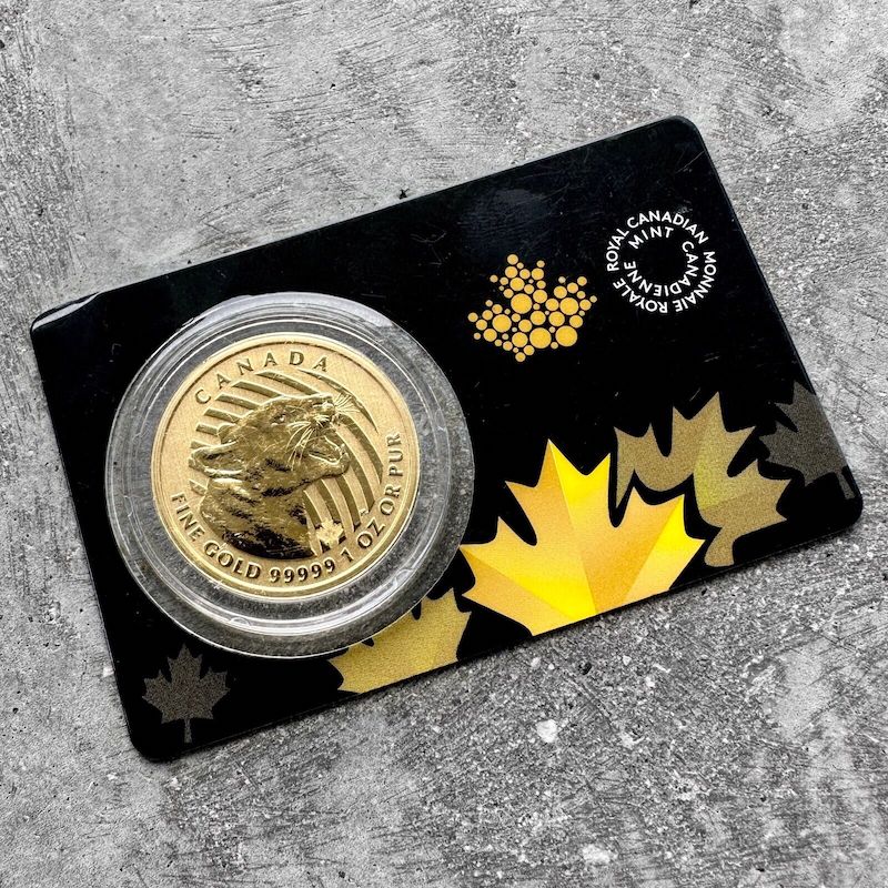 2015 Canadian Cougar $200 Canada 1 oz Gold Coin - 5 x 9s Pure! First Year