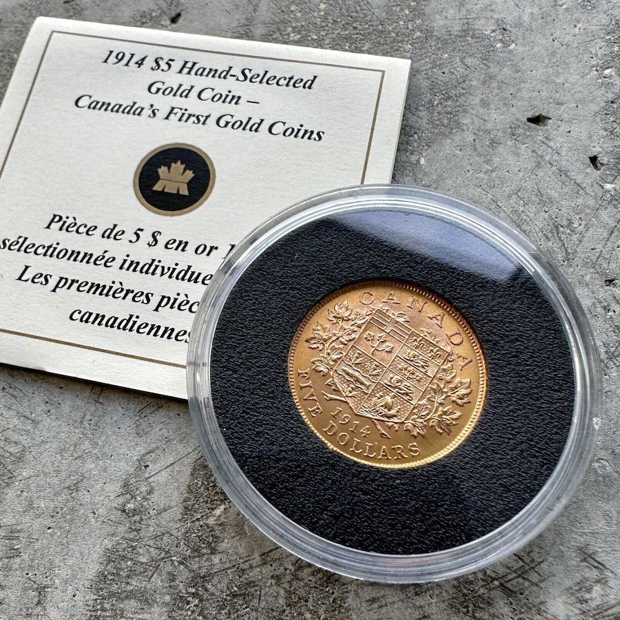 1914 Canada 5 Dollar Gold Coin Bank of Canada Gold Reserve – Attractive coin!