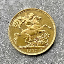 Load image into Gallery viewer, 1887 Great Britain 2 Pound Gold Coin Double Sovereign - Jubilee Queen Victoria
