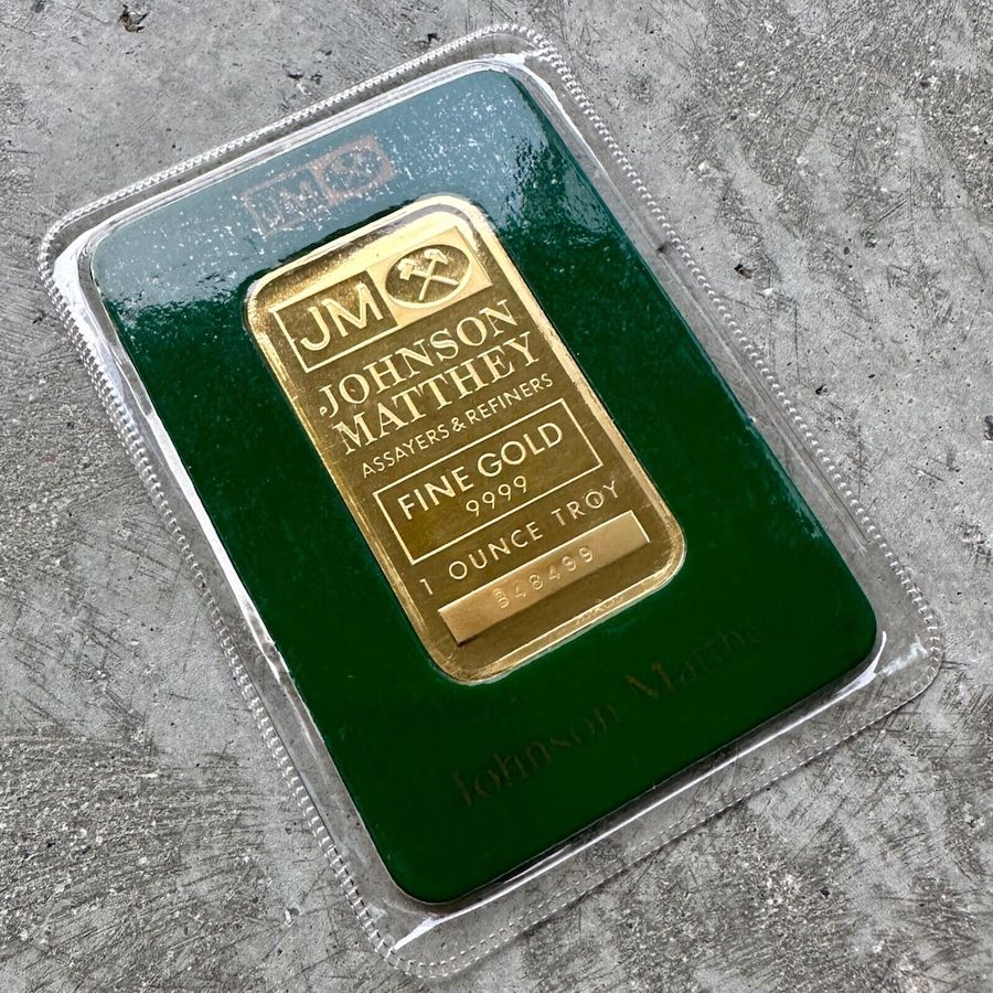 Vintage Johnson Matthey 1 oz Gold Bar .9999 1oz - Original Green Seal