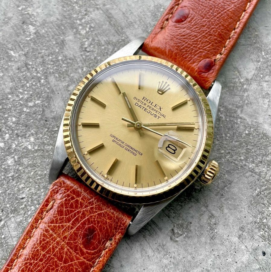 1984 Rolex 36mm Datejust 16013 Stainless Steel Gold Fluted Bezel - Attractive