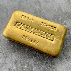 Engelhard 20 oz Gold Poured Bar .9975 20oz - Pretty Pour Lines
