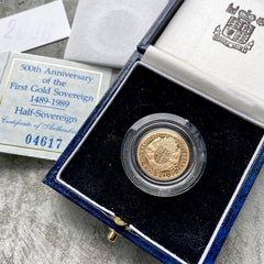 1989 Great Britain Coin Tudor Rose 1/2 Sovereign Gold Proof Coin