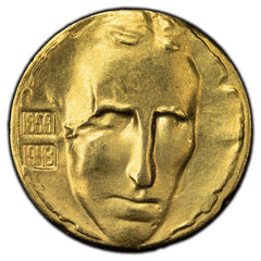 1976 Yugoslavia National Bank Commemorating Nikola Tesla Gold Medal 21.5mm