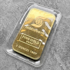 Vintage Johnson Matthey Scotia Bank 2 oz Gold struck Bar .9999 2oz Scotiabank