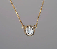 Load image into Gallery viewer, Solid 14K gold 0.88ct VVS2 Natural Diamond bezel set Solitaire Necklace $9800
