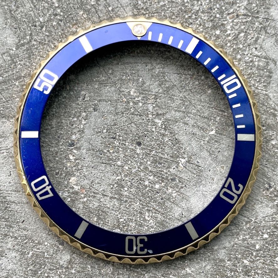 Rolex Original 18K Gold Blue Bezel Insert + retaining ring 16808 16613 16618