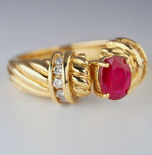 Load image into Gallery viewer, Solid 18k Yellow Gold 1.31 ct Ruby + Natural Diamond ring - $7025 Appraisal

