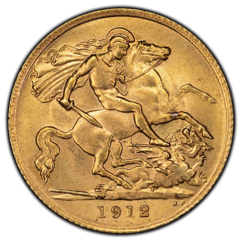 1912 Great Britain 1/2 Half Sovereign Gold Coin - Stunning!