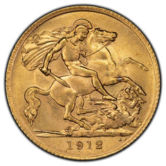 1912 Great Britain 1/2 Half Sovereign Gold Coin - Stunning!