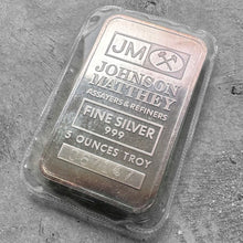 Load image into Gallery viewer, Vintage 5 oz Johnson Matthey .999 Silver 5oz Logo – Sealed - Rainbow Toning
