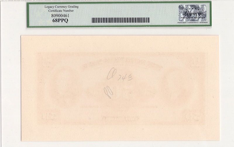 1931 $50 The Dominion Bank 220-24-12P Front + Back Legacy Gem 68PPQ