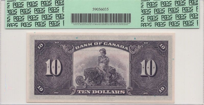 1935 Canada English $10 Specimen BC-7S PCGS 64PPQ